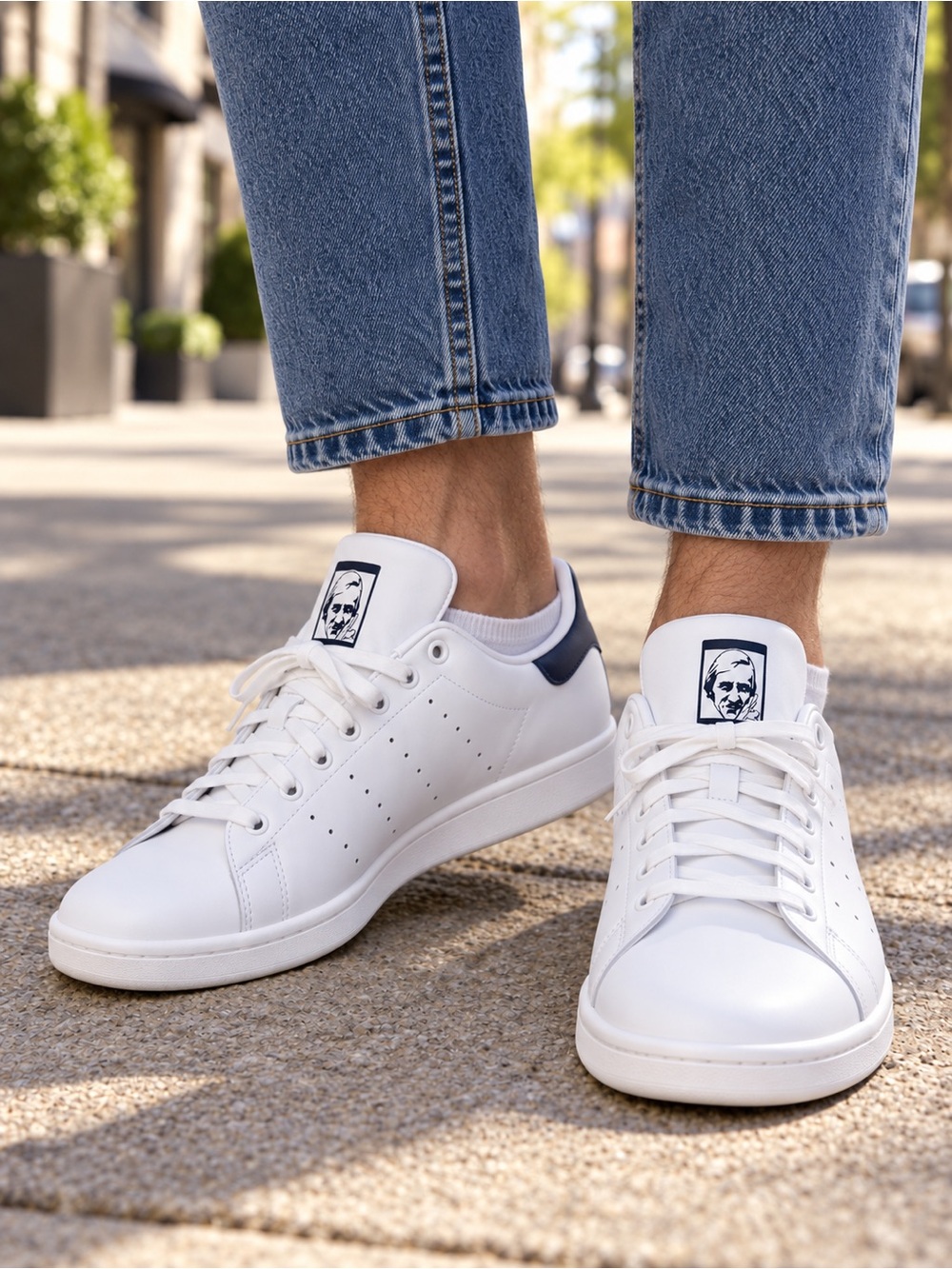 Adidas Stan Smith White & Navy Sneakers – Men’s Size 8 – Brand New